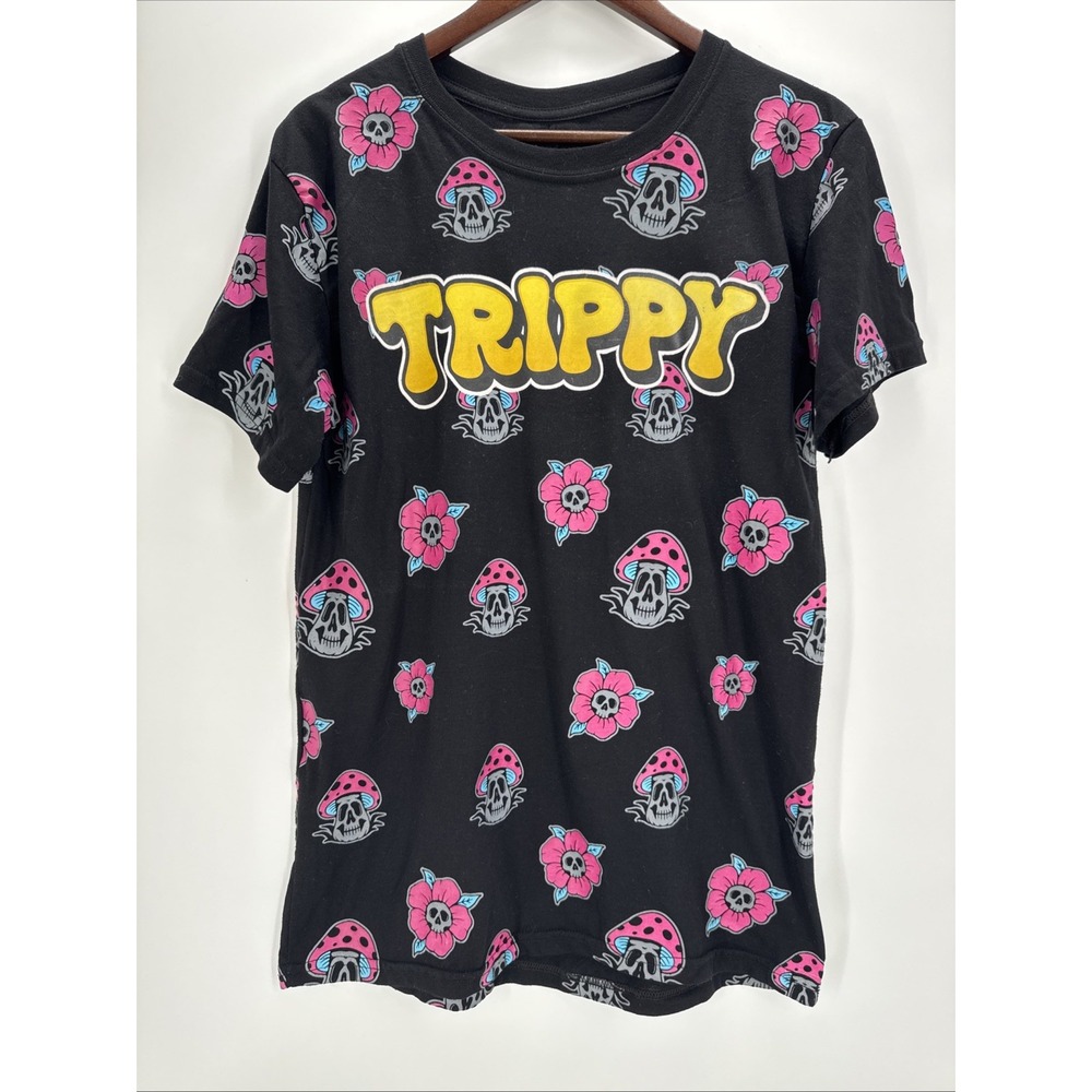 Fresh Laundry Trippy Mushroom Graphic Mens T-Shirt Short Sleeve Poly Cotton M